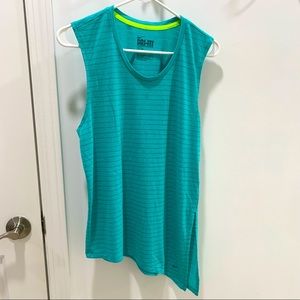 Nike Dri Fit Loose Fit Striped Teal Sleeveless Workout Shirt
